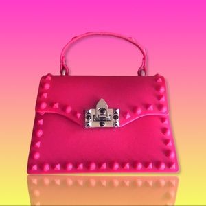 Pink Studded Crossbody Clutch